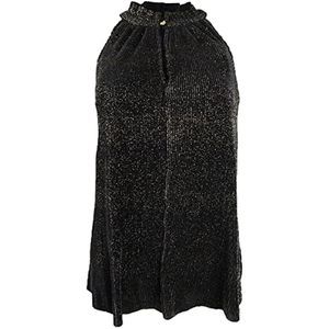 MSRP $69 Rachel Roy Womens Metallic Pleated Blouse Black Size Small